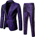 Cloudstyle Mens Paisley Dress Suit One Button Blazer Pants Set