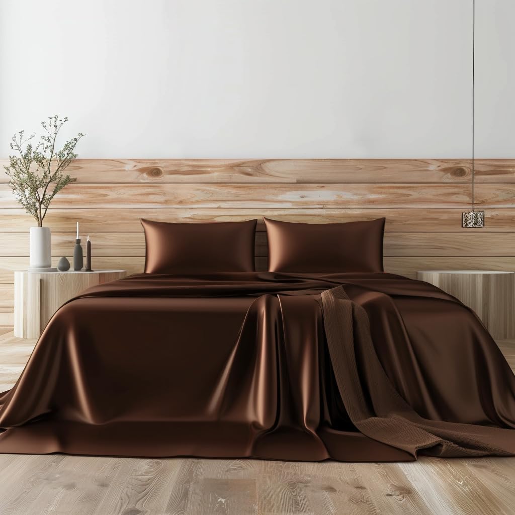 Candoury Satin Sheets Full Size Set for Luxurious Comfort