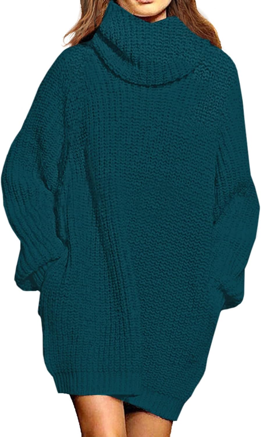 Pink Queen Women's Oversize Turtleneck Sweater Dress for All