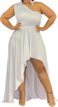 Plus Size One Shoulder Maxi Dress for Women - Flowy High Low Hem