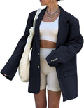 Women Oversized Lapel Blazer Jacket - Soft Polyester Blend