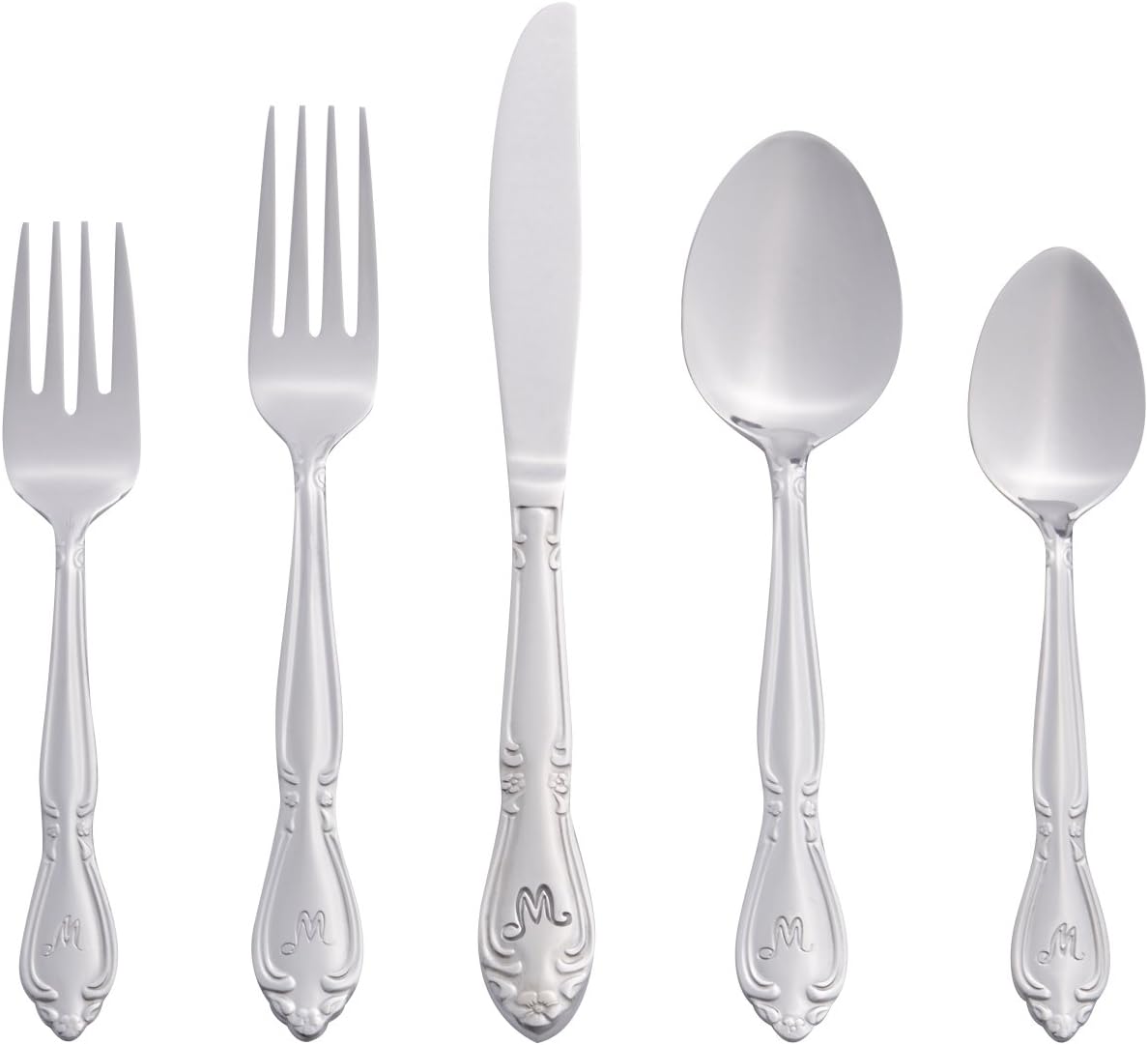 RiverRidge Monogrammed Flatware Set 46 Piece Silverware Set