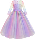 Girls Floral Lace 3/4 Sleeve Floor Length Party Dress - Elegant Fit
