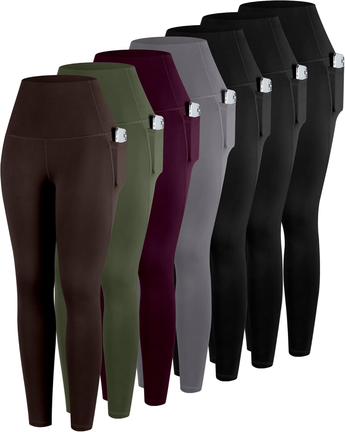 ATHVOTAR Leggings with Pockets for Women - 7 Pack High Waisted