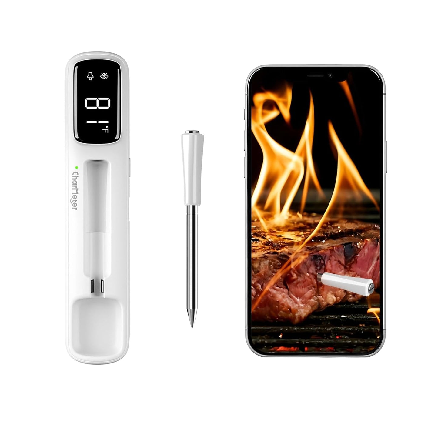 CharMeter Wireless Meat Thermometer with Bluetooth 1000ft
