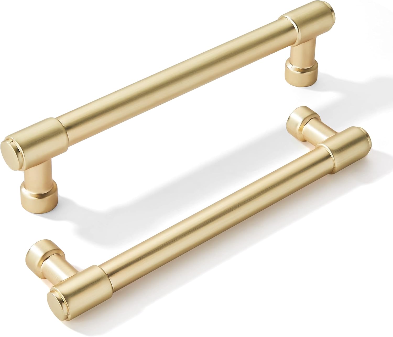 Brushed Brass Cabinet Pulls for Kitchen Handles - Pack of 10