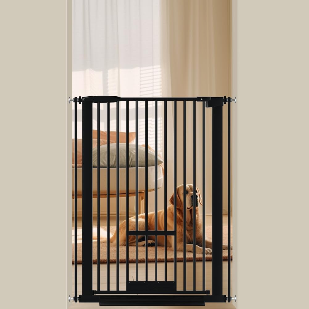 40.55in Tall Ultra Narrow Spacing Dog Gate with Door for Safety