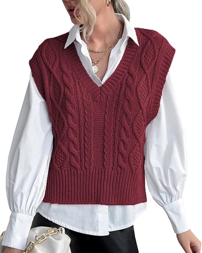 Stylish V Neck Sleeveless Sweater Vest for Women Casual Wear