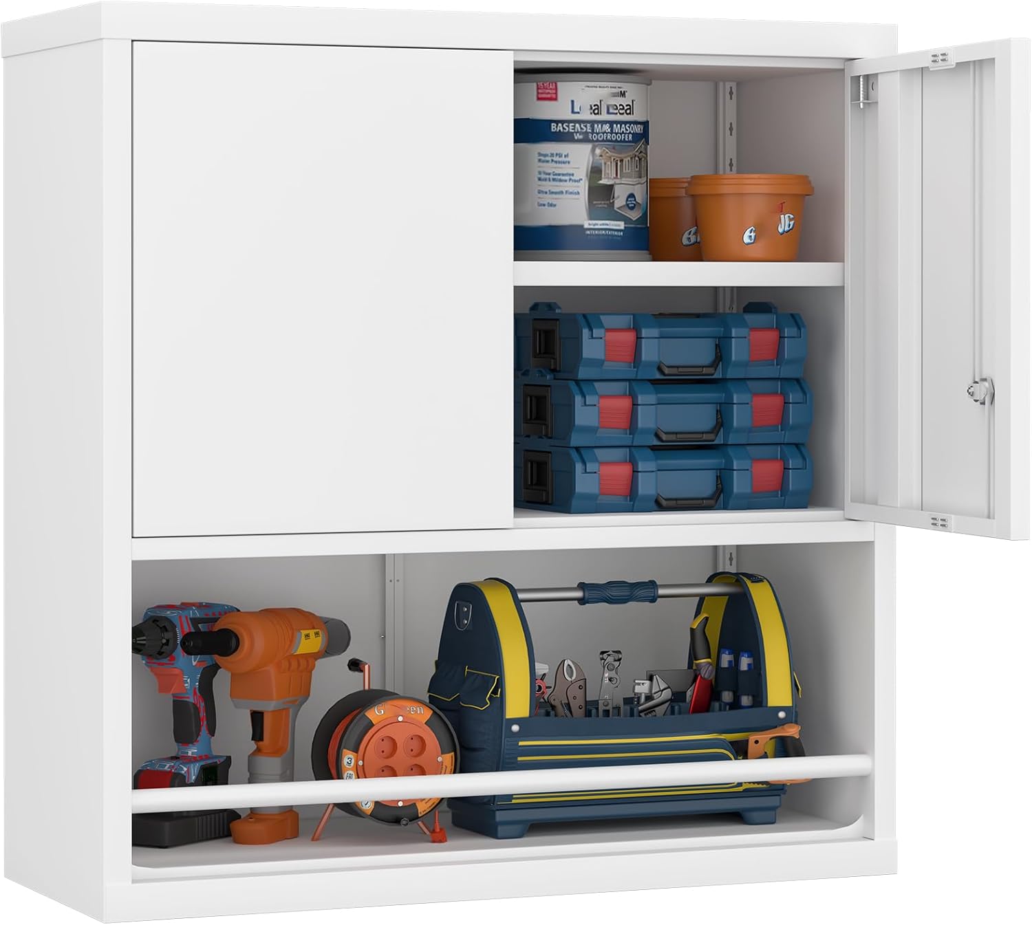 GREATMEET 31 H Locking Metal Garage Storage Cabinet for Home