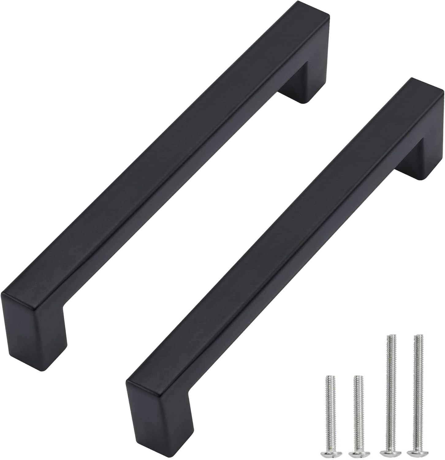Matte Black Cabinet Handles 5 Inch Square Drawer Pulls 20 Pack