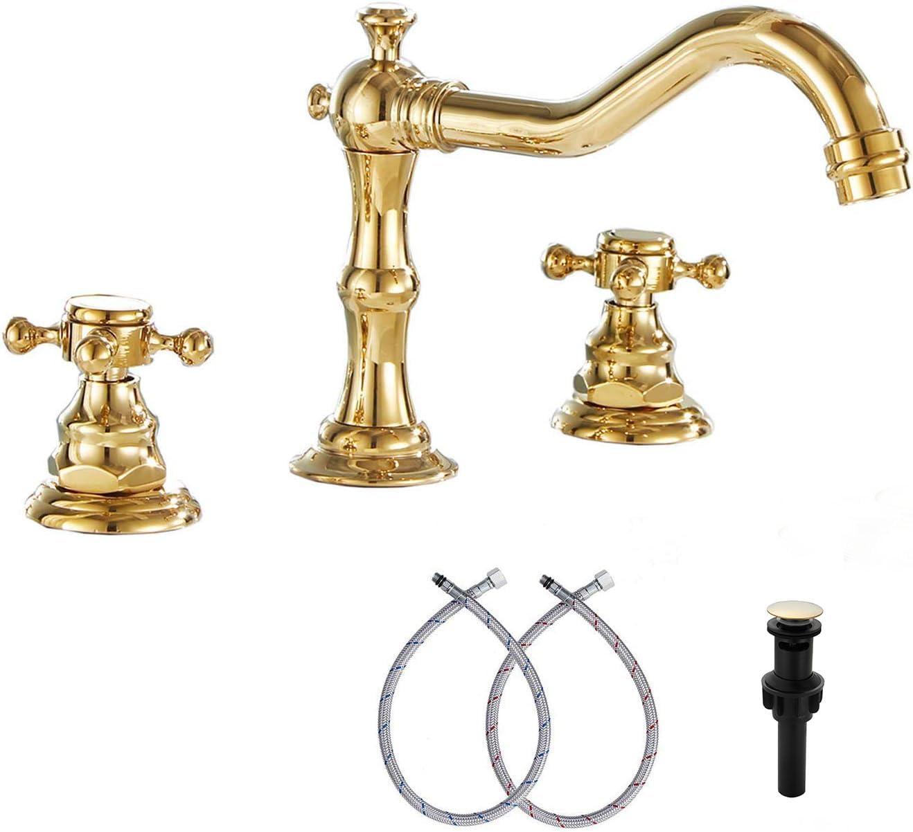 GGStudy 8-16 inch Widespread Bathroom Sink Faucet in Gold
