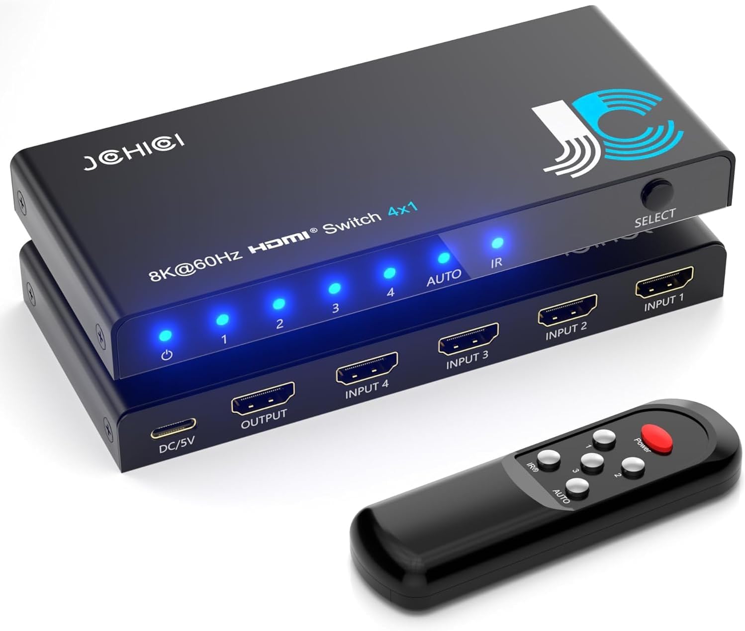 HDMI 2.1 Switch 4 in 1 Out 8K@60Hz for Gaming and Streaming