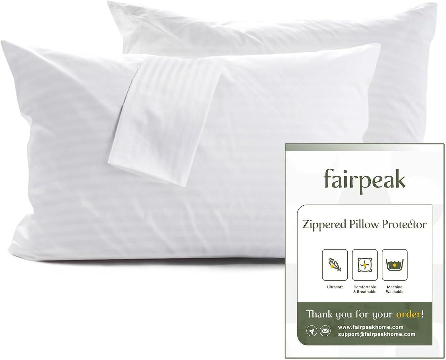 6 Pack King Size Pillow Protectors with Zipper for Comfort