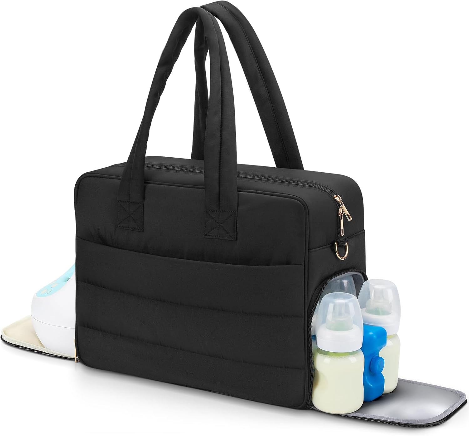 Breast Pump Bag with Insulated Cooler Pocket for Moms