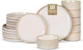 Romswi Ceramic 18Pcs Dinnerware Set for 6 - Chip Resistant Stoneware