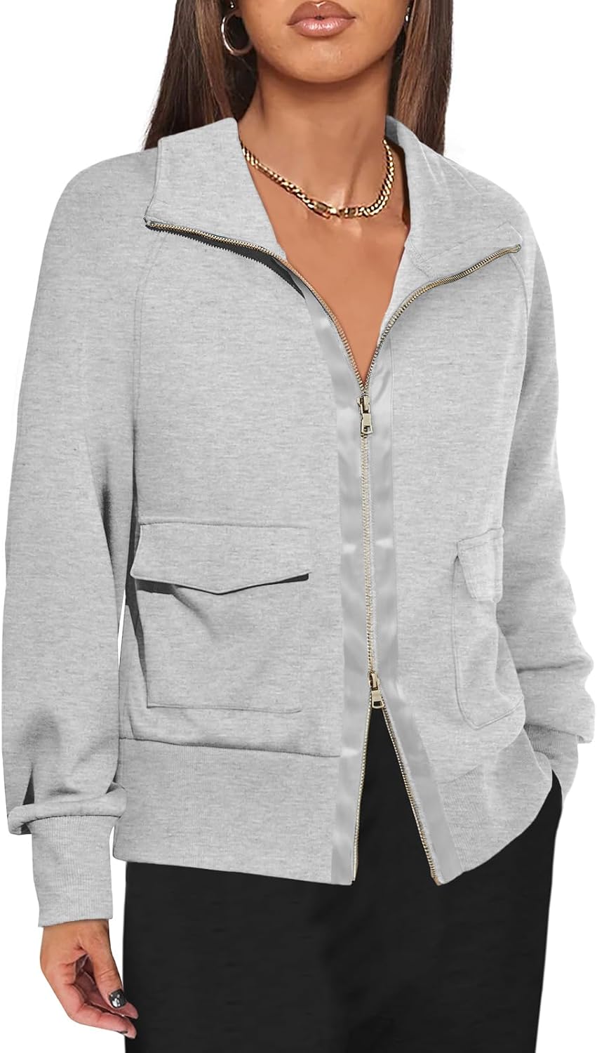 Fisoew Women's Zip Up Sweatshirt for Casual Comfort and Style