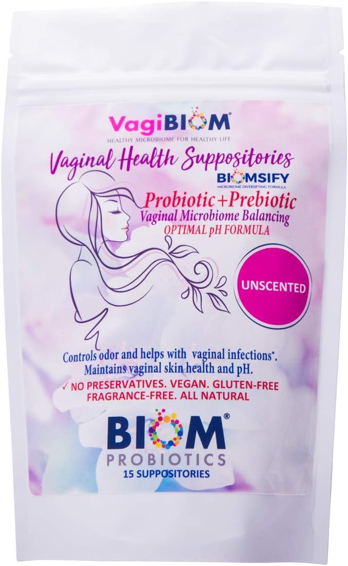 Biom Vaginal Probiotic Suppository for pH Balance and Odor Control