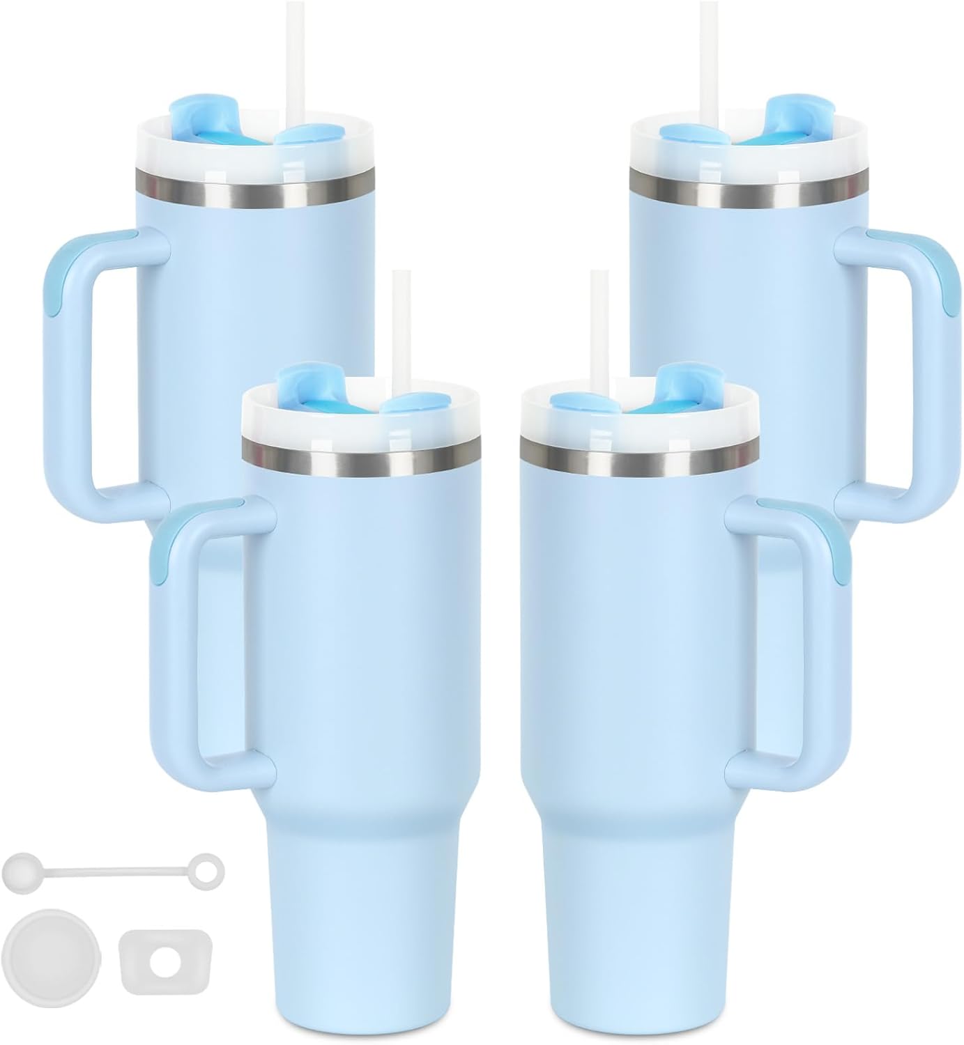 40 Oz Tumblers with Handle Bulk - Double Wall Insulated Set