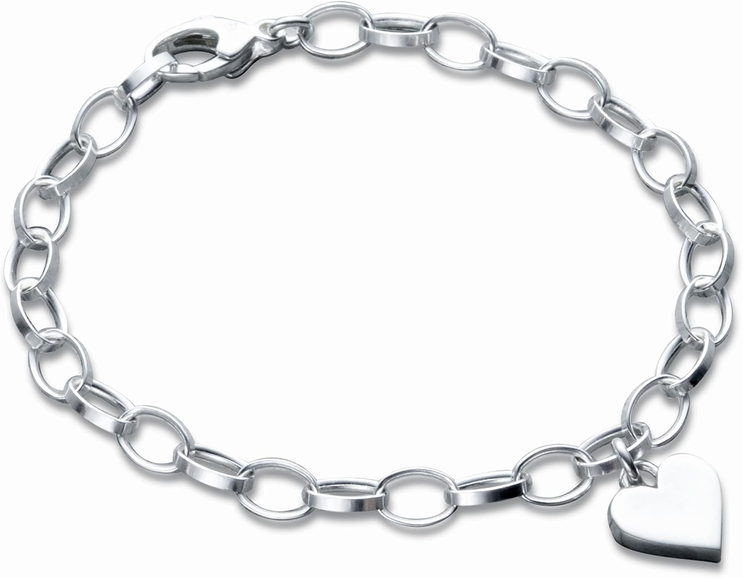 Heart Charm Bracelet in Sterling Silver - Elegant and Timeless
