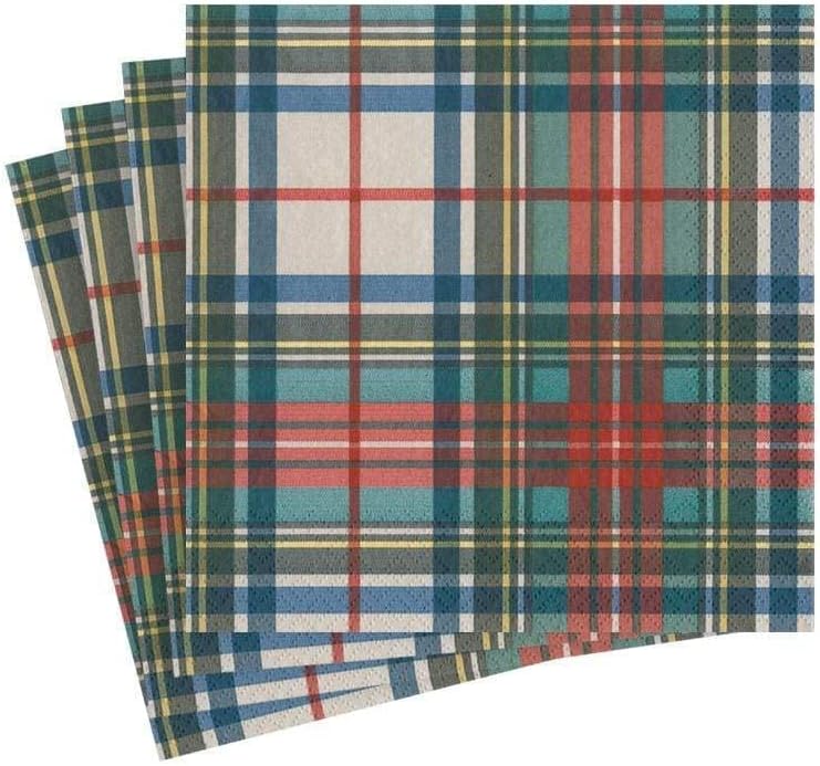 Stylish Caspari Dress Stewart Tartan Cocktail Napkins - 20 Pack