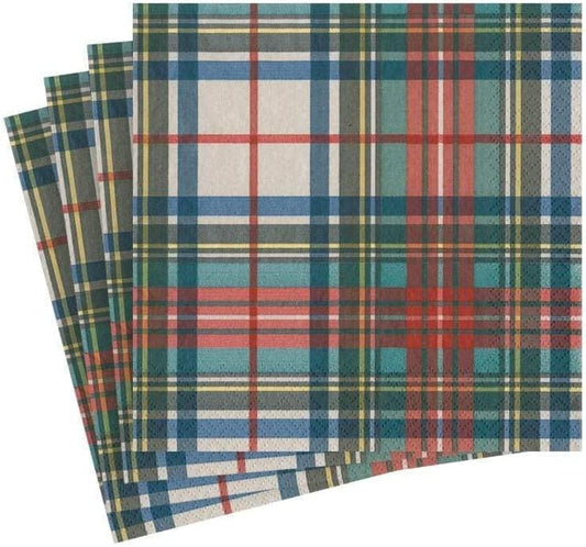 Stylish Caspari Dress Stewart Tartan Cocktail Napkins - 20 Pack