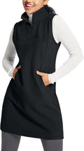 Women's Polar Fleece Tunic Dress Quarter Zip - Warm Long Vest