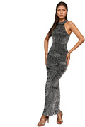 Hot Drilling Mesh Rhinestone Party Dress - Sheer, Stretchy Clubwear