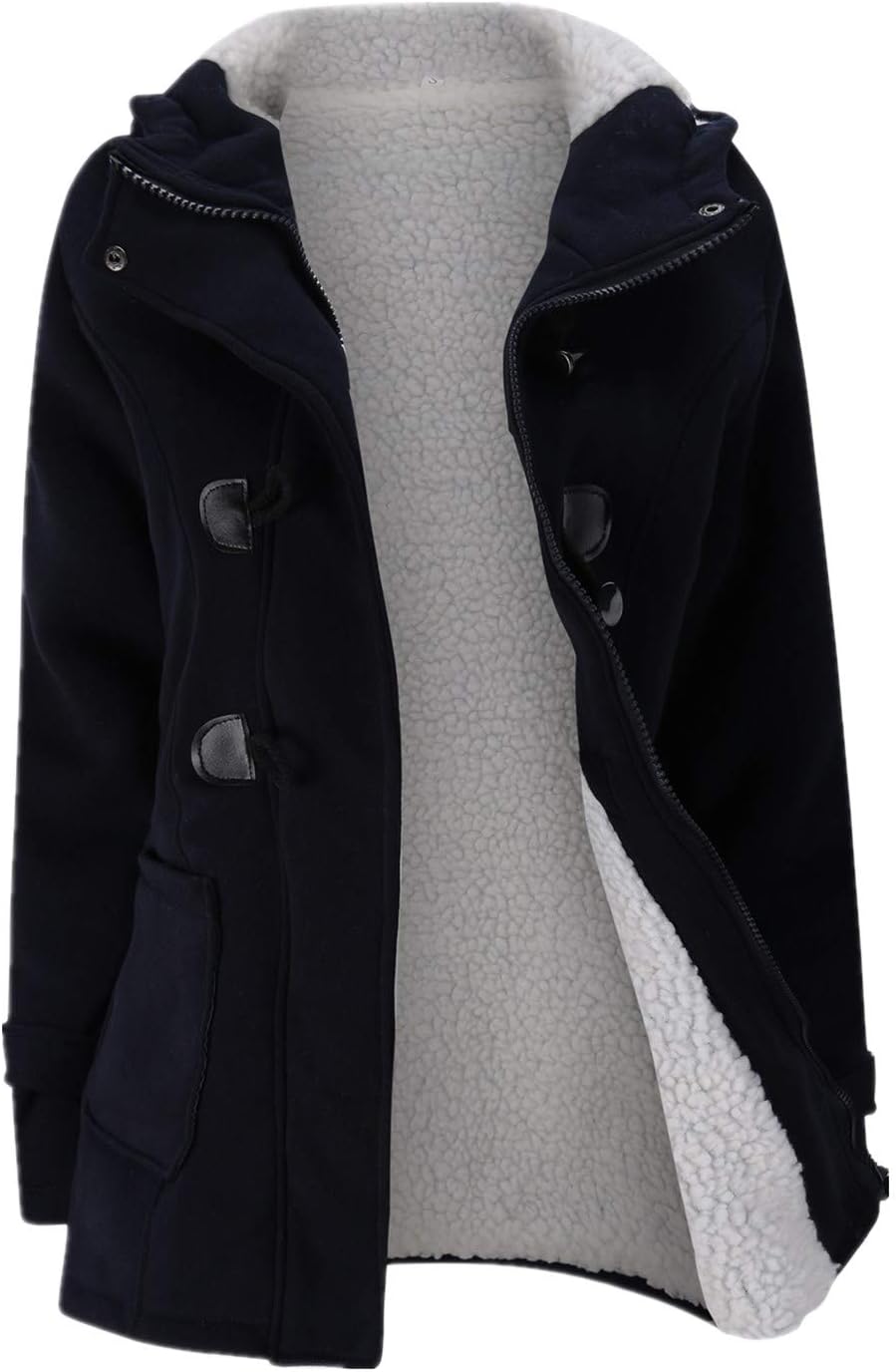 JiangWu Womens Fashion Horn Button Fleece Thicken Coat Review