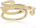 Gold Adjustable Thumb Ring for Women - Hammered Wide Band Statement