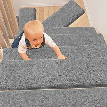 Ultra Plush Bullnose Carpet Stair Treads Non-Slip Washable 14 Pack