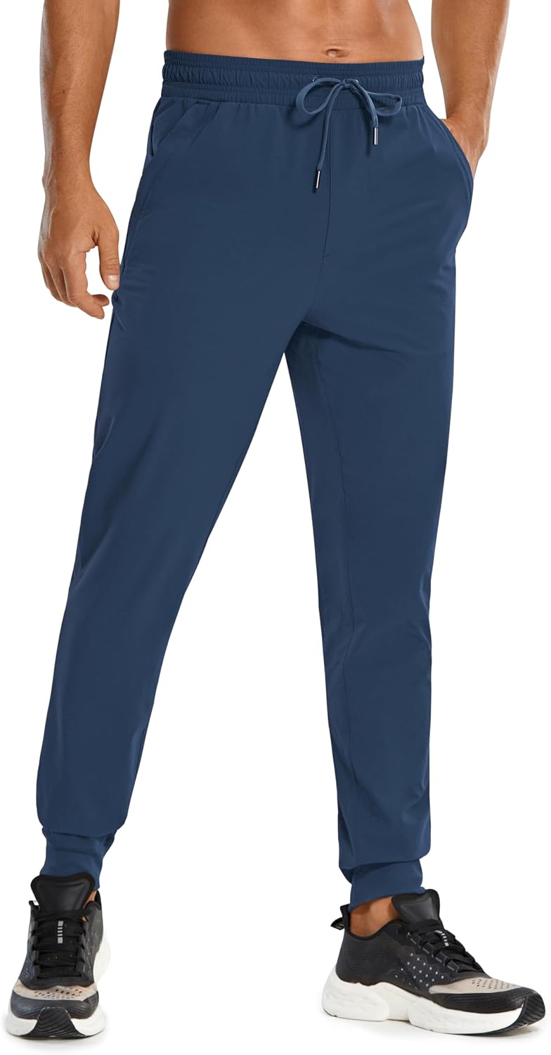 CRZ YOGA Athletic Joggers for Men - Lightweight Water Resistant Pants