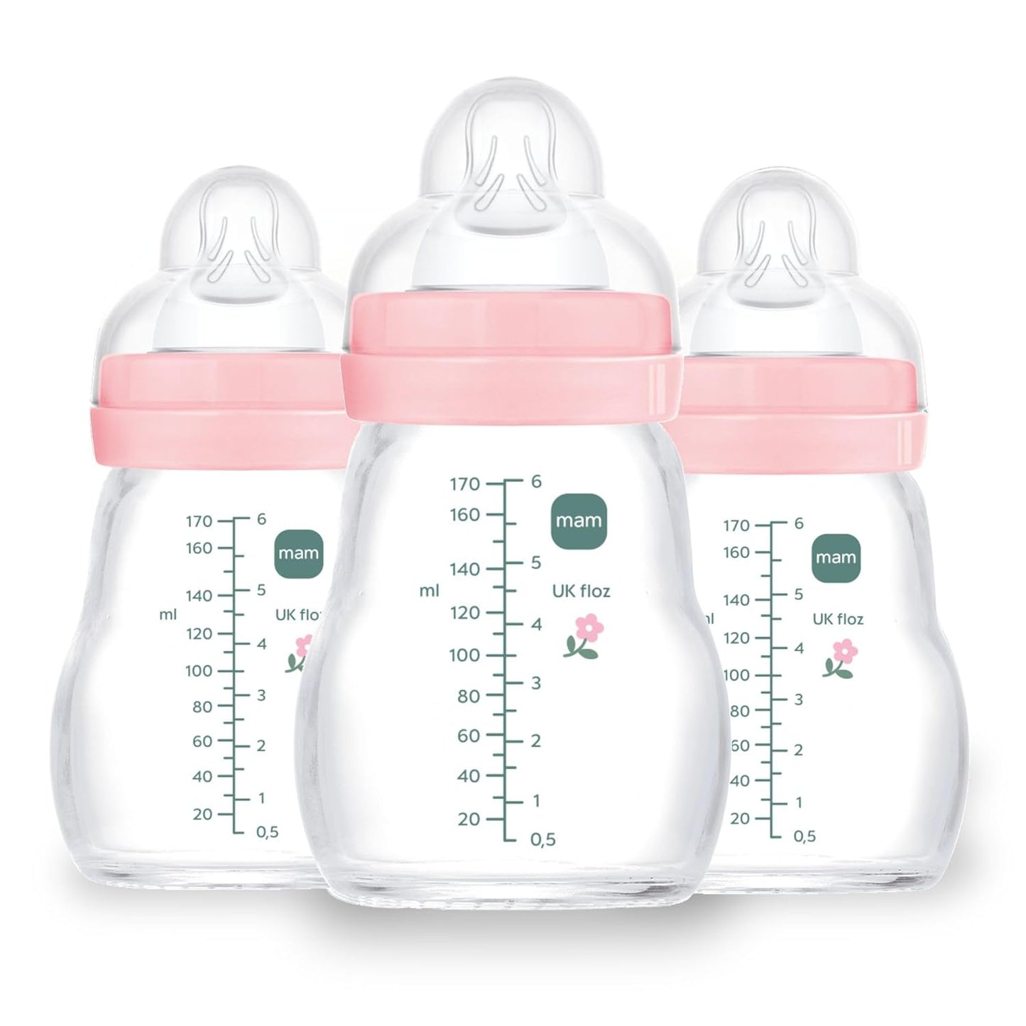 MAM Premium Glass Baby Bottles for Easy Breast to Bottle Switch