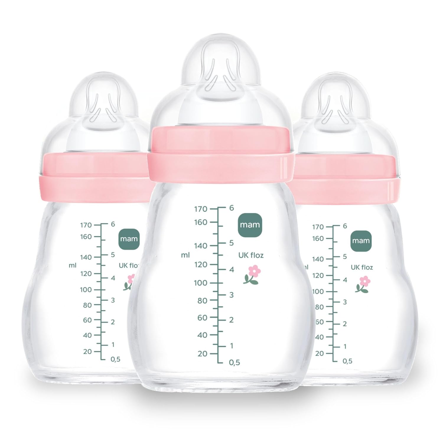 MAM Premium Glass Baby Bottles for Easy Breast to Bottle Switch