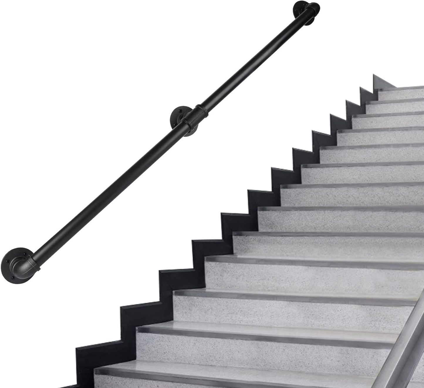 Pipe Stair Handrail by RECTOO - 8 Ft Metal Safety Railing