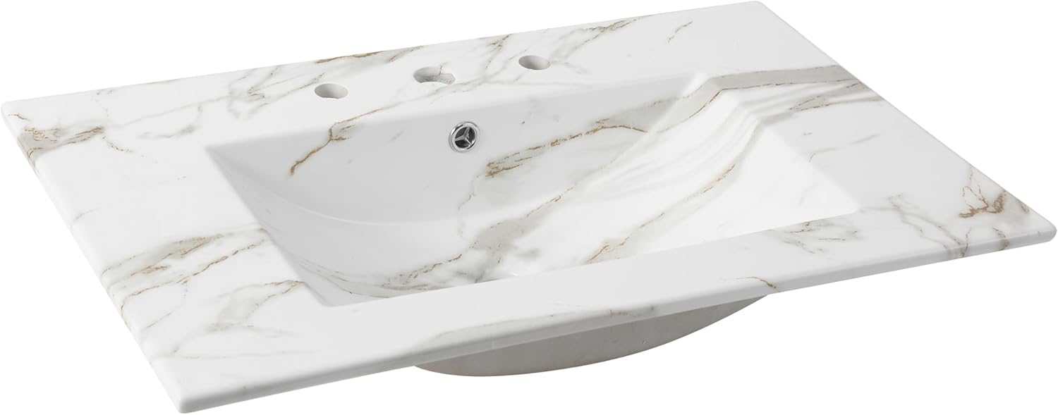 Classic Contemporary Rectangular Ceramic Sink Basin Vanity Top