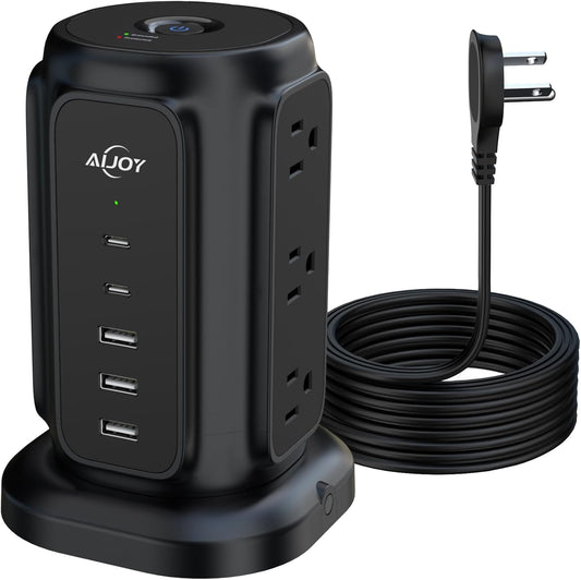 9 Outlet Power Strip Tower with Surge Protection