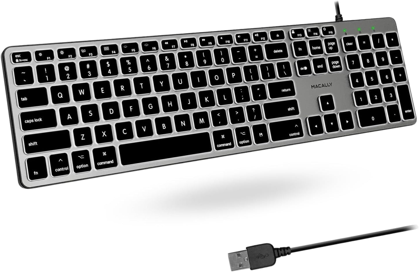 Macally Backlit Mac Keyboard - Quiet & Sleek - 3 Brightness Levels