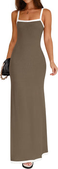 ZESICA Women's Summer Spaghetti Straps Maxi Dress - Flattering