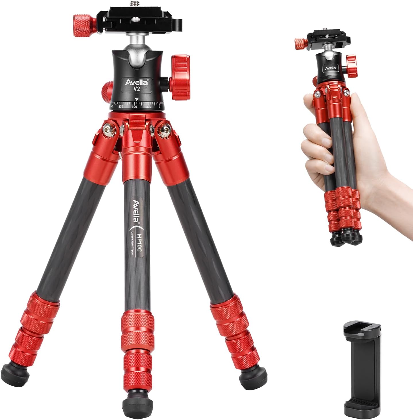Avella MP10C Carbon Fiber Mini Tripod for Compact Photography
