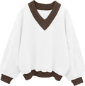 V Neck Oversized Sweatshirt for Women - Cozy Casual Pullover