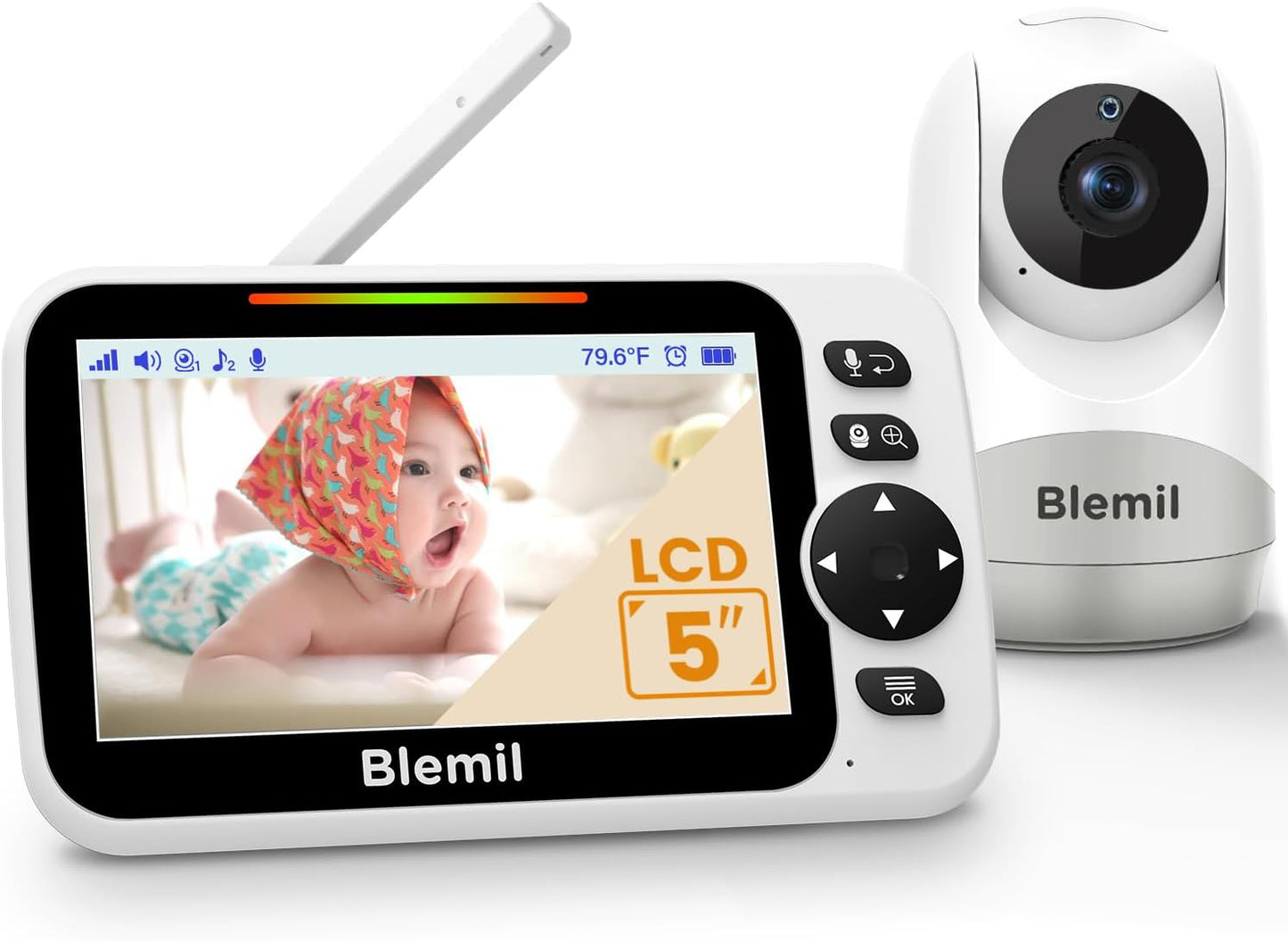 30-Hour Battery Baby Monitor - Remote Pan/Tilt Camera, Two-Way Talk, Night Vision