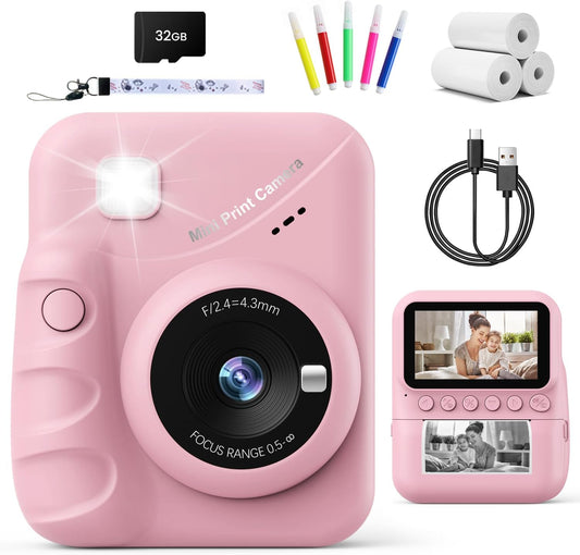 Kids Camera Instant Print for Girls Ages 3-14 with HD Screen