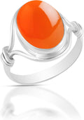 Solid 925 Sterling Silver Carnelian Ring for Women - Adjustable Bezel