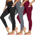3 Packs Leggings with Pockets for Women - Soft High Waisted Tummy Two