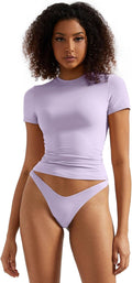 SUUKSESS Women Double Lined Fitted Basic Tee Crew Neck - Y2K Crop