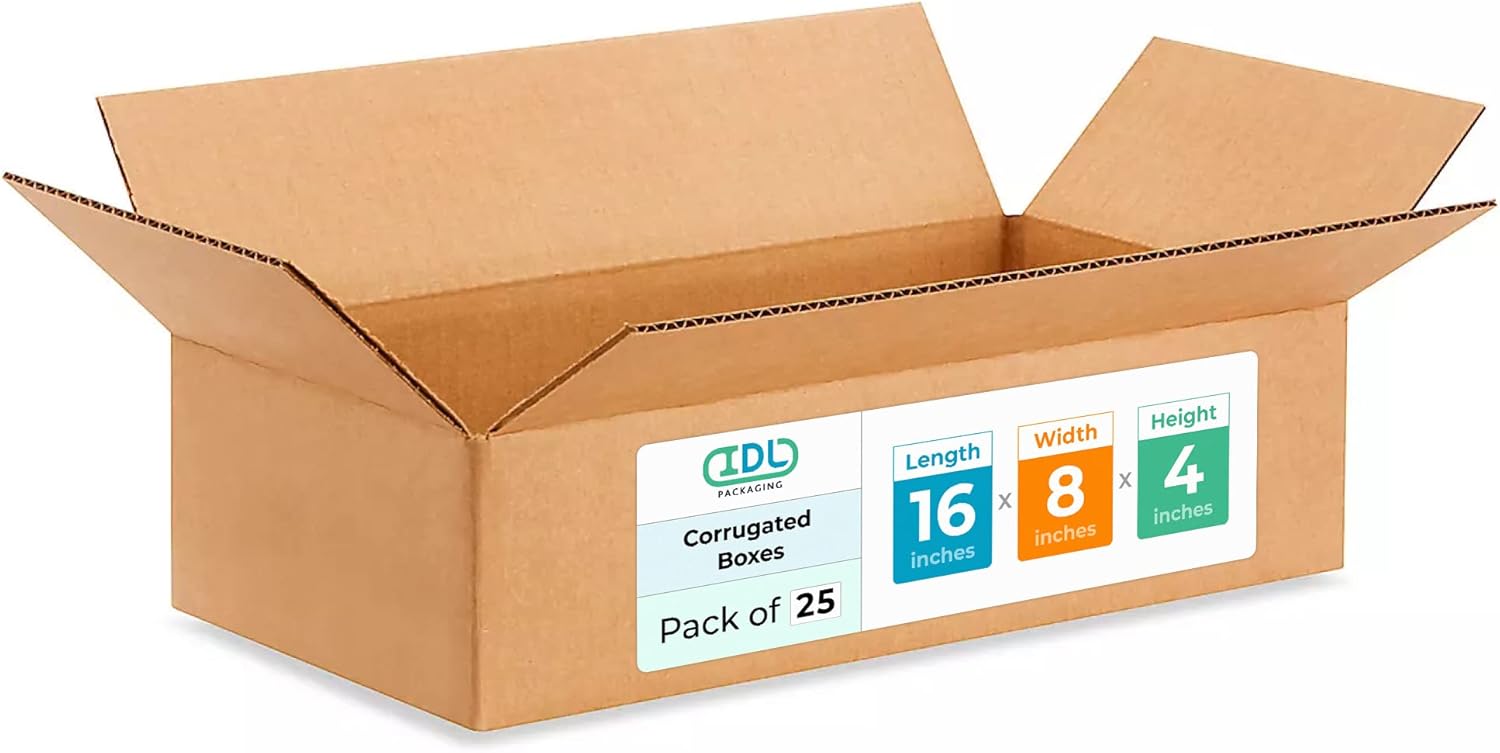 Small Corrugated Shipping Boxes 16L x 8W x 4H Pack of 25