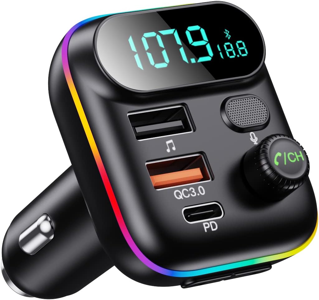 Sanxup Bluetooth 5.0 Car Adapter: Fast Charging & Colorful Beats