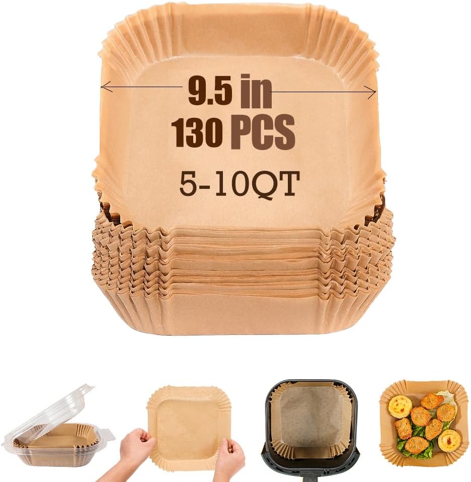 Non-Stick 9.5 Air Fryer Liners - 130 Pcs, 5-10 Qt