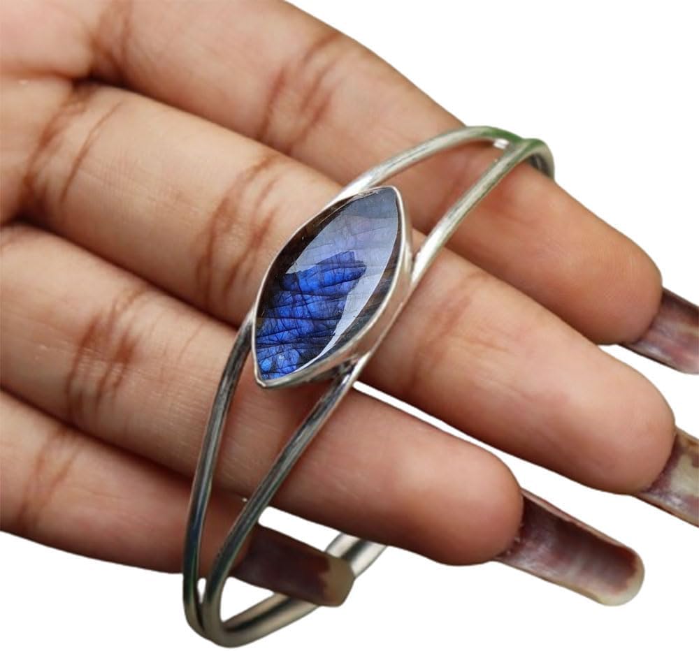 Moonstone Cuff Bangle by Pooja Handmade Jewelry for Women