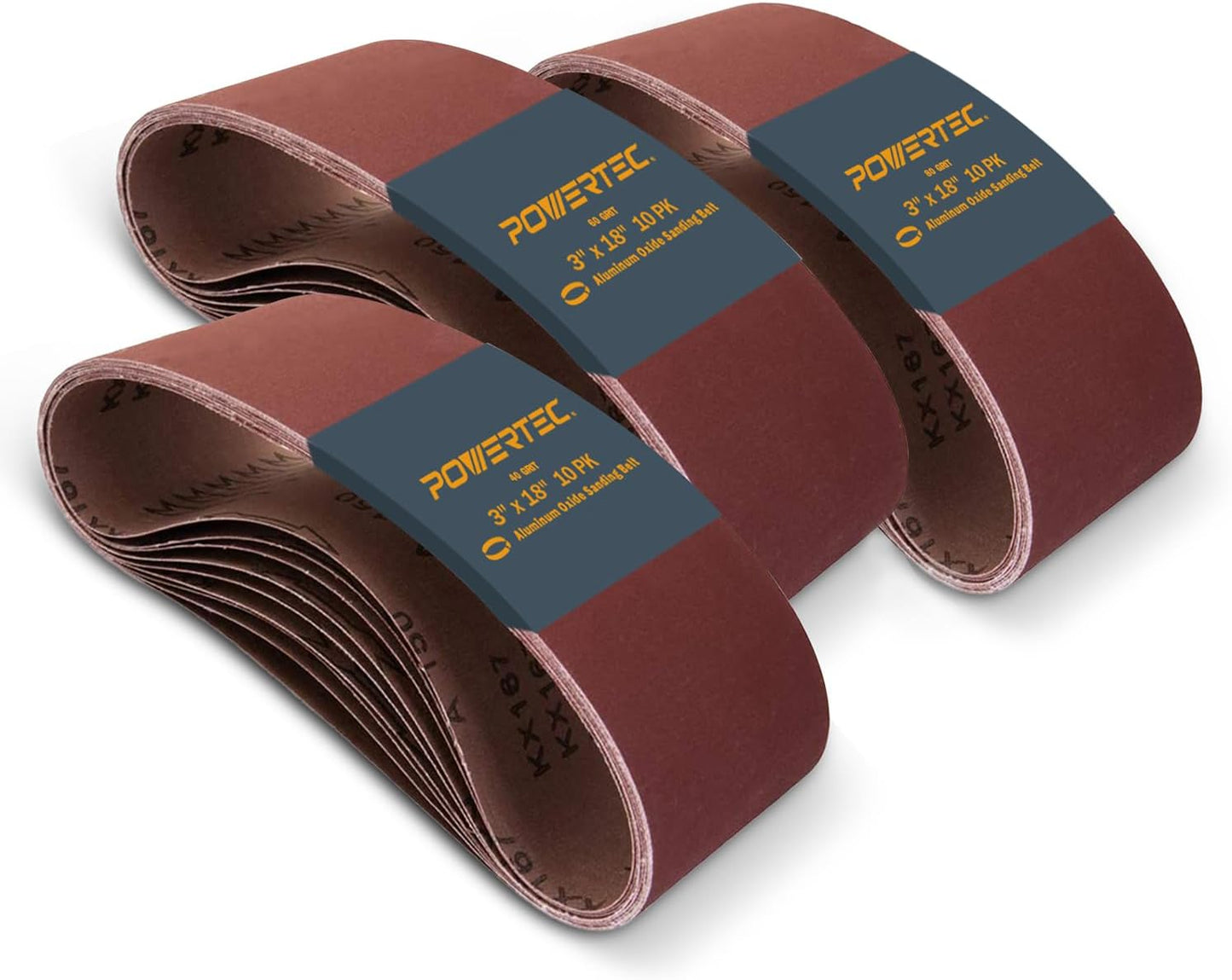 POWERTEC 3 x 18 Inch Sanding Belts for Wood and Metal Work